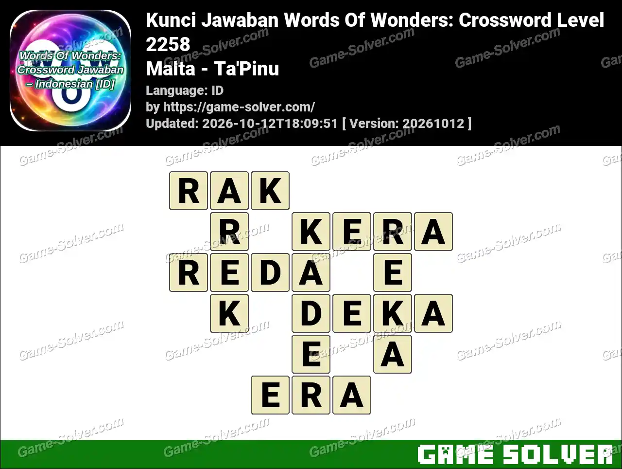 Kunci Jawaban Words Of Wonders: Crossword Level 2258 – Malta – Ta’Pinu
